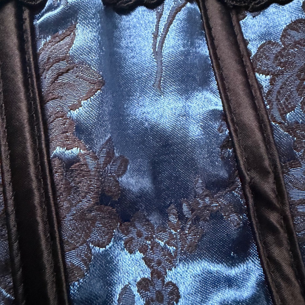 Shirley of Hollywood Vintage 90s Y2K Blue Floral Gothic Corset Bustier Top 36 - Picture 10 of 10